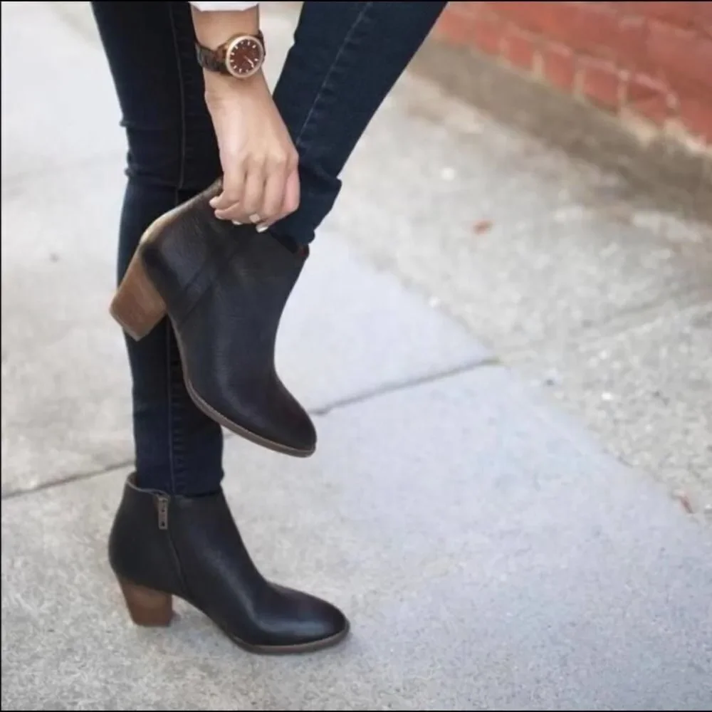 Madewell The Billie Ankle Black Leather Boots Botties Black Shoes 9.5 Casual